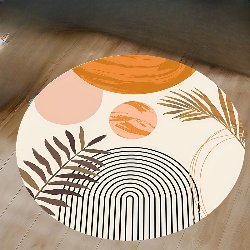 Printed Rug Abstract - Mid-Century Modern rond vloerkleed in warm