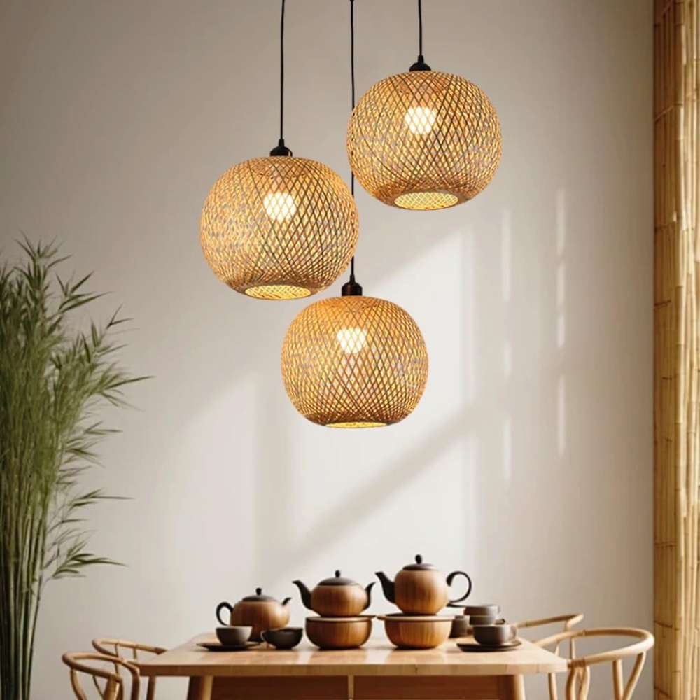 Wicker Pendant Shade - Japanse Stijl Bamboe Kunst Hanglamp Rotan