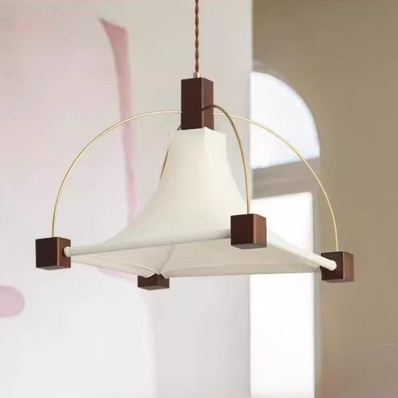 Interior Design White And Wood - Ontwerper elegante vierkante stof restaurant hanglamp