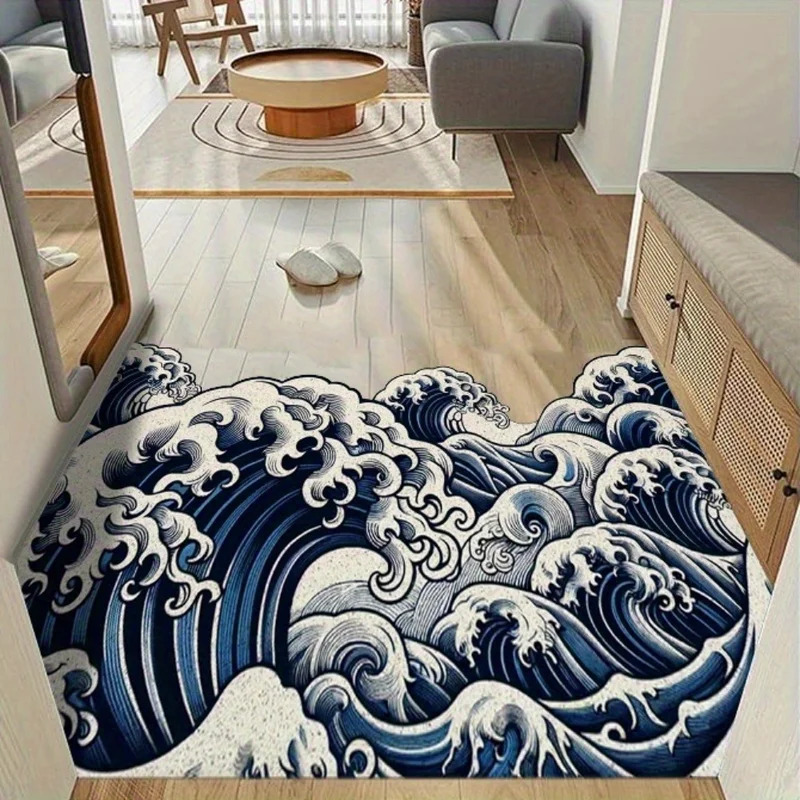 Printed Rug Abstract - VIKAMA Abstract Wave Design-tapijt, antislip absorberend