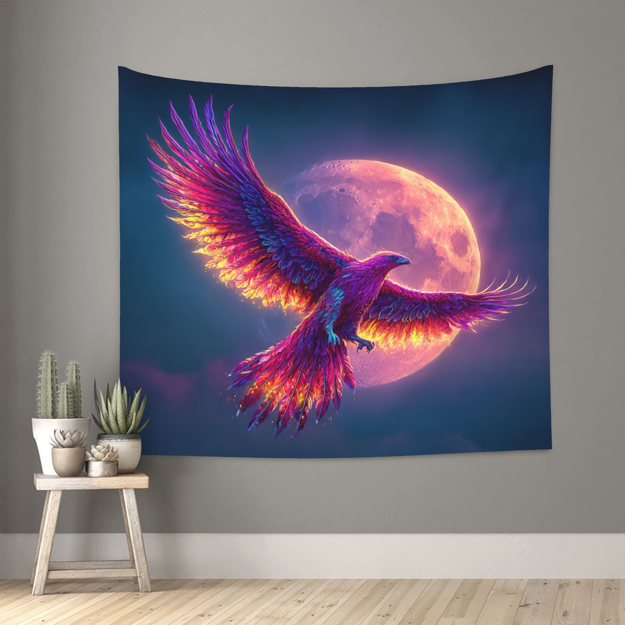 Interior Design Hd - Phoenix Moon Sky Wandtapijt 2D HD