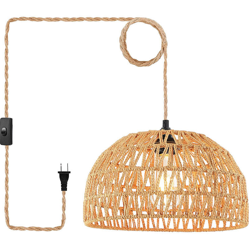 Wicker Pendant Shade - Natuurlijke henneptouw E27 hangende lampenkappen voor
