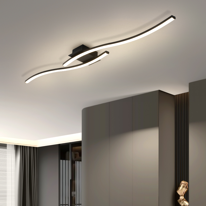 Interior Design Elements - Moderne minimalistische zwarte plafondlamp slaapkamer LED