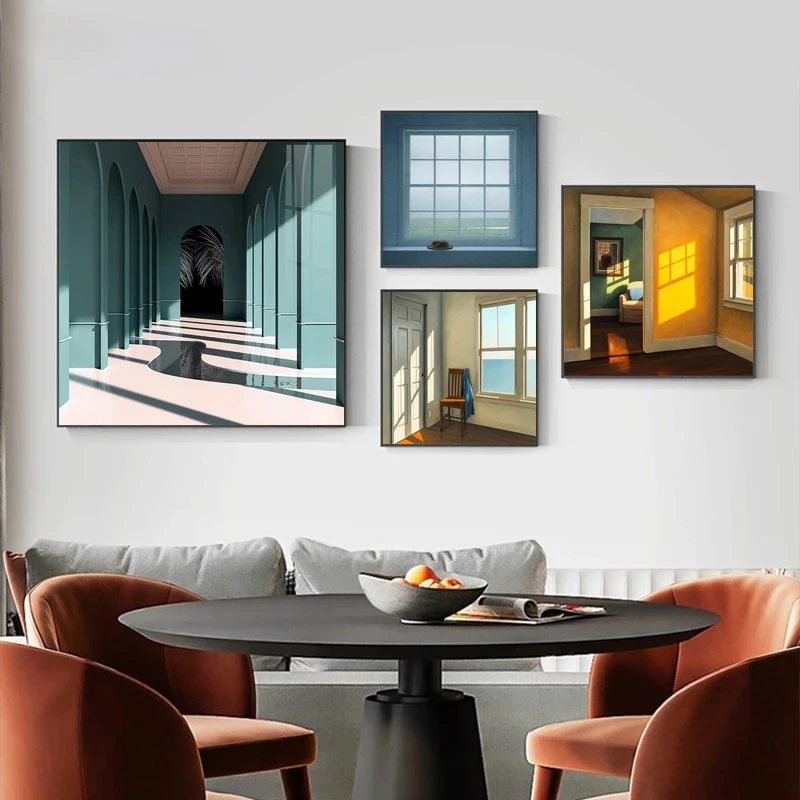 Interior Design Drawing - Nordic Venster Buiten Landschap Canvas Schilderij
