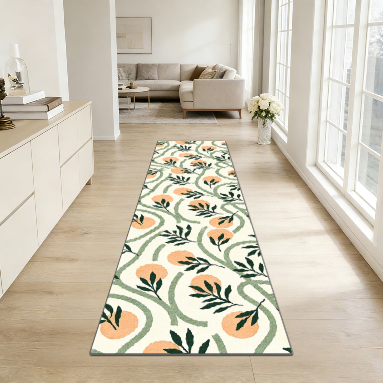 Printed Rug Abstract - Boho Citrusblad Lange Loper Tapijt Abstracte