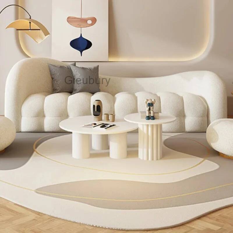 Interior Design White And Wood - Crèmewitte woonkamerbanken Interieurmode Schattig Chinees creatief