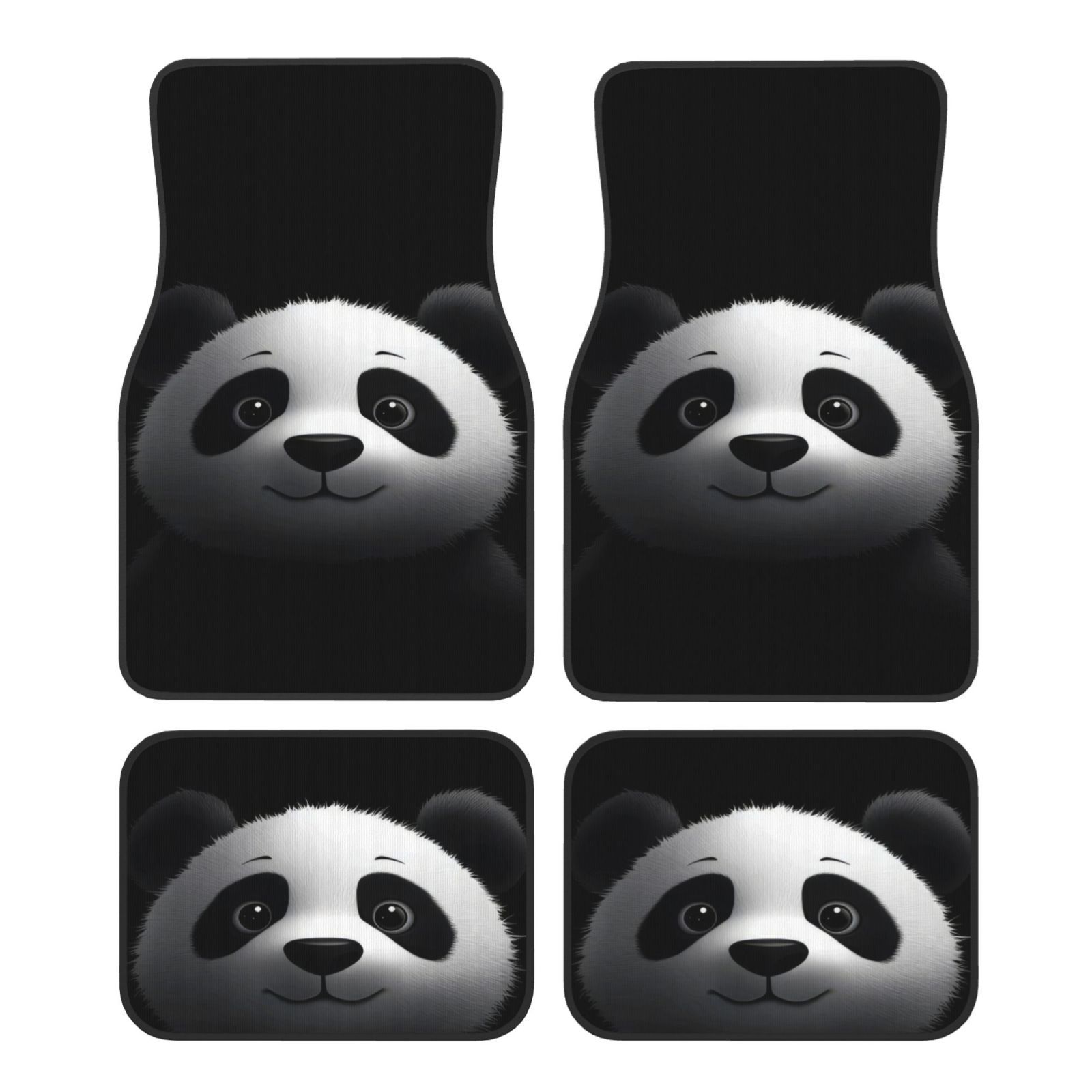 Interior Design Elements - 4 stuks modieuze automatten, panda-drukelementen, 2D