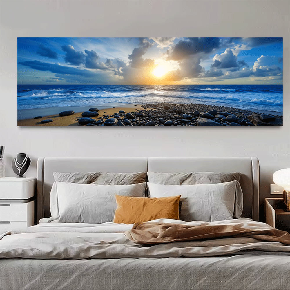 Interior Design Drawing - 1PC-Canvas poster ingelijste oceaan zonsondergang strand