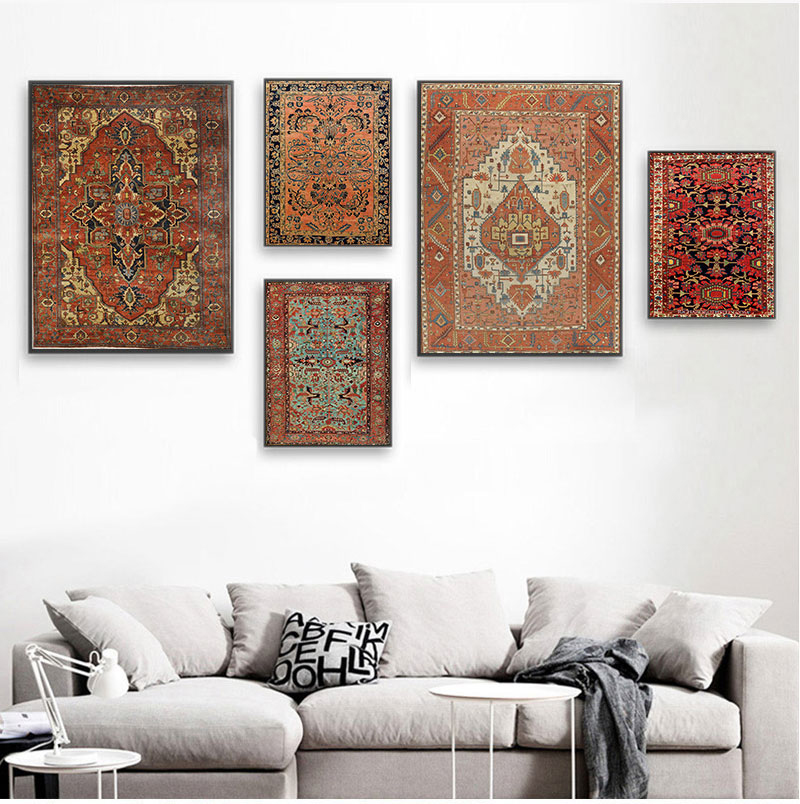 Printed Rug Abstract - 2026 Oosterse tapijten patroon vintage posters