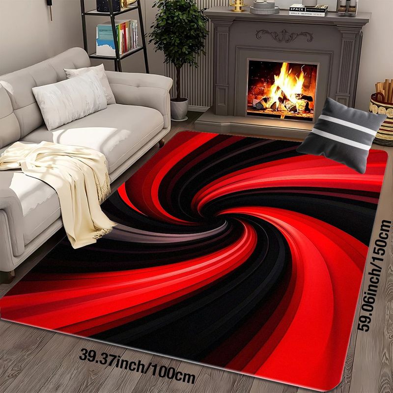 Flanel bedrukt rood zwart spir - Printed Rug Abstract recensie en prijs