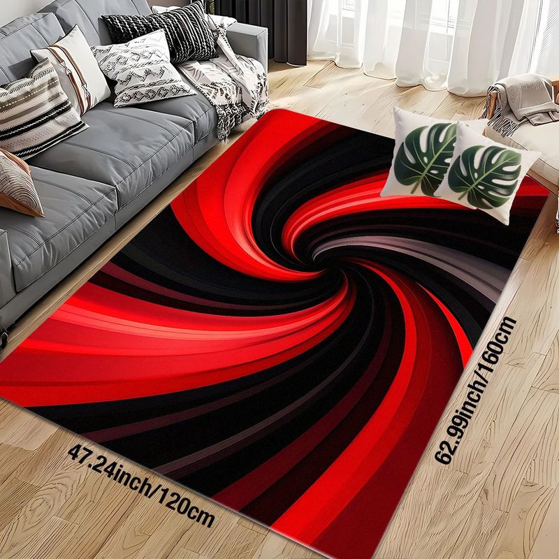 Flanel bedrukt rood zwart spir - Printed Rug Abstract recensie en prijs