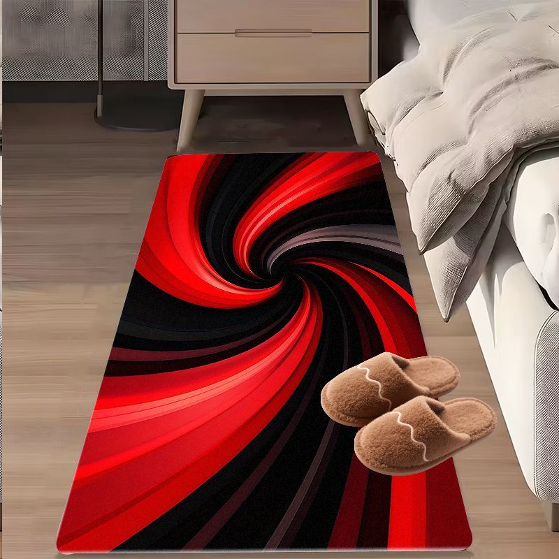 Flanel bedrukt rood zwart spir - Printed Rug Abstract recensie en prijs