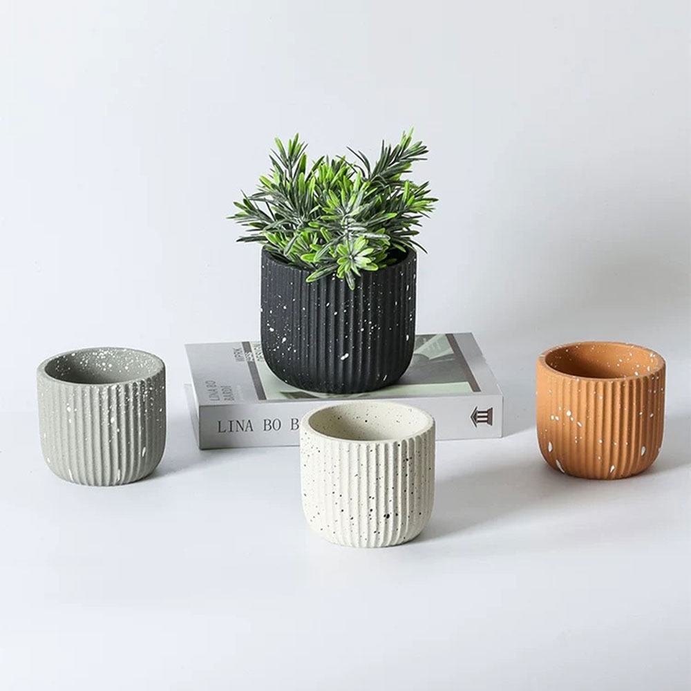 Minimalistische gestreepte ter - Terrazzo Pot Cement recensie en prijs