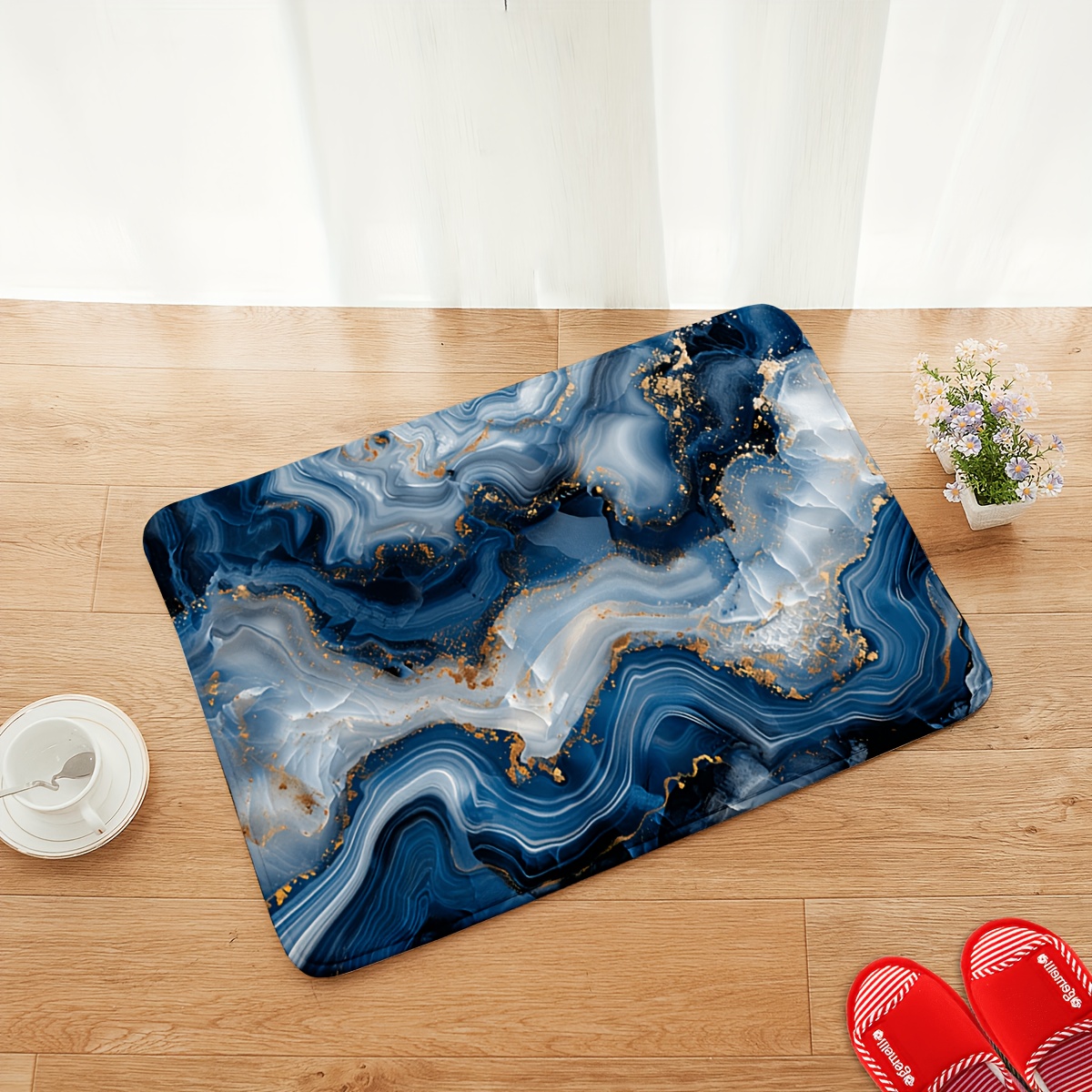 Blauwgrijs goud marmeren print - Printed Rug Abstract recensie en prijs