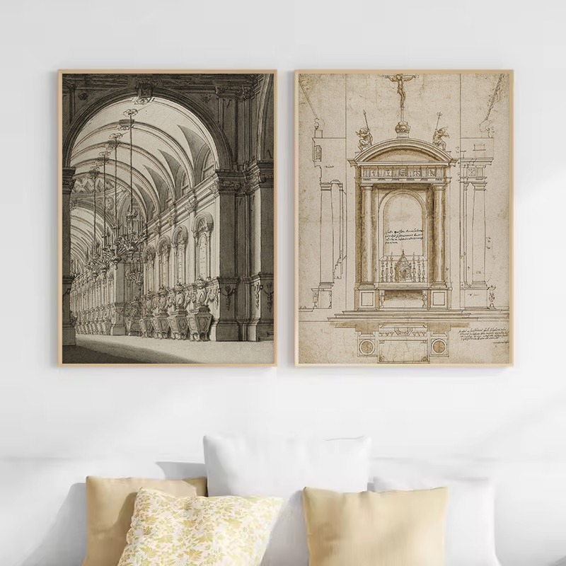 Vintage tekening schets geomet - Interior Design Drawing recensie en prijs